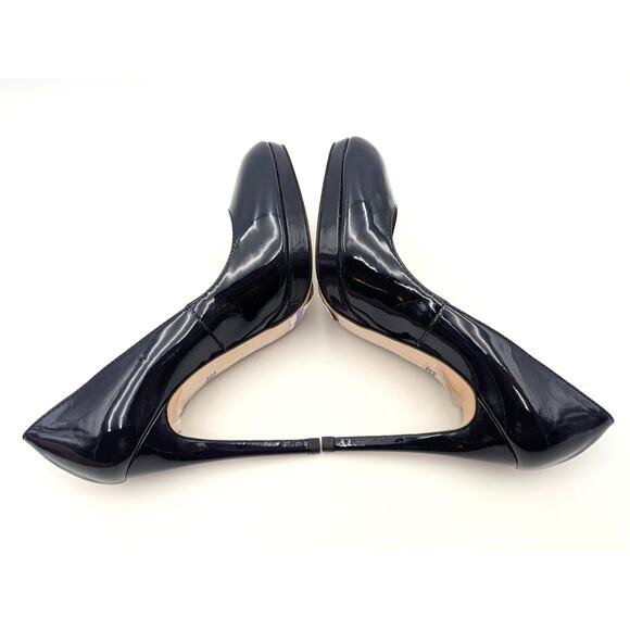 LK Bennett Stila Patent Leather Heel Courts Women's Navy Blue Size US7.5 EU38 - Picture 5 of 10